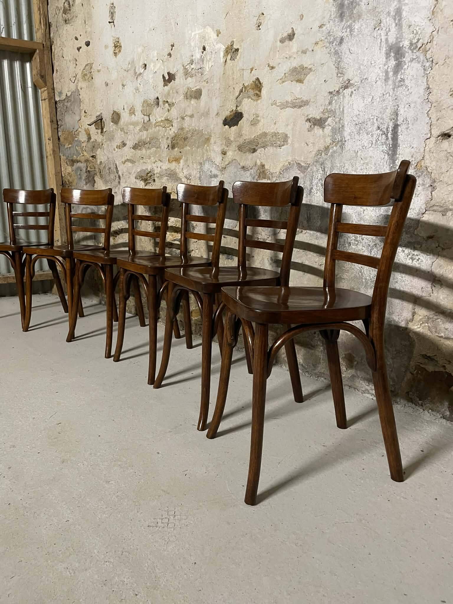 Set of 6 stamped Baumann chairs – bent wood – bistro style