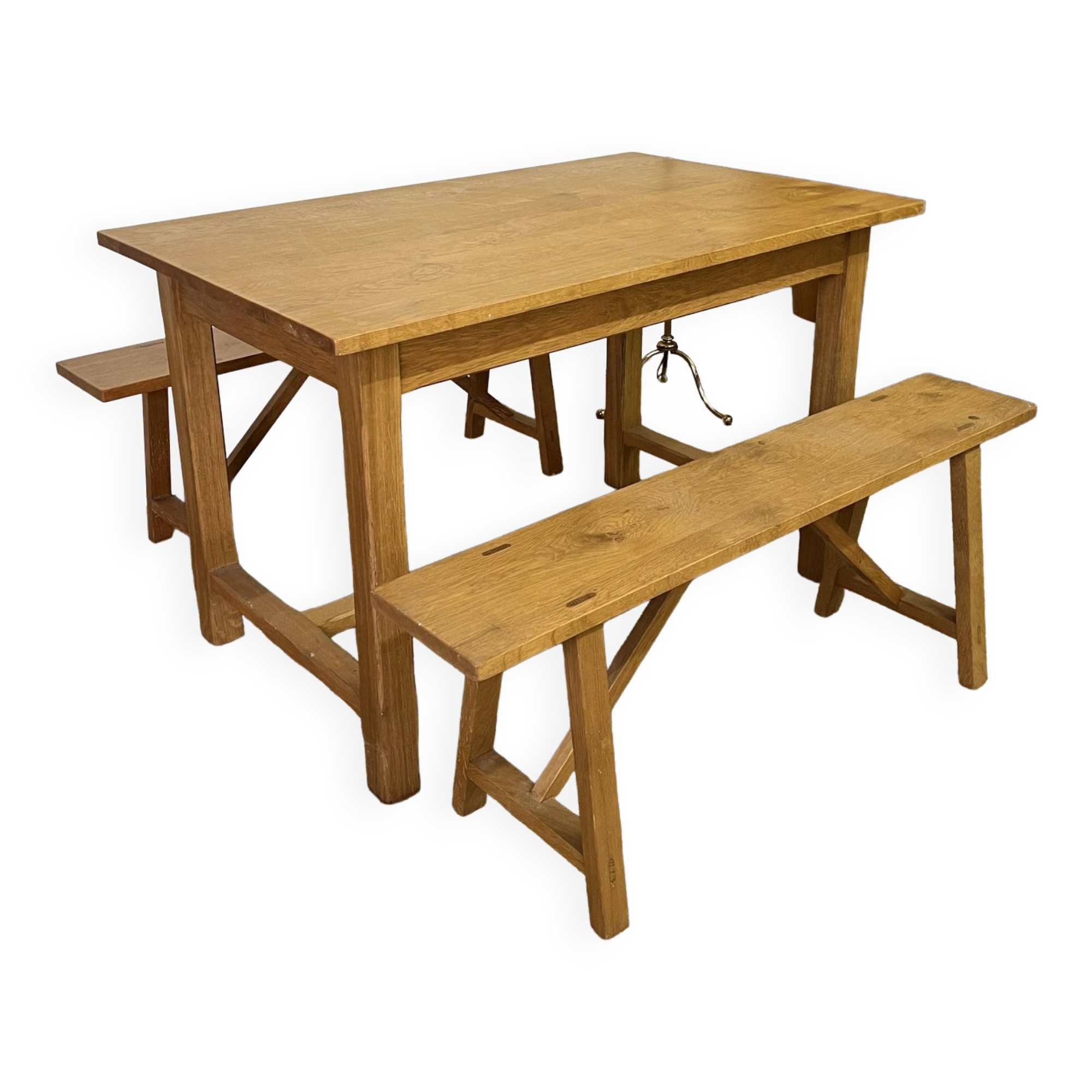 Solid oak farm table and benches