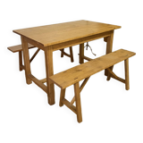 Solid oak farm table and benches