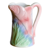 Carafe vintage en barbotine poisson colorée