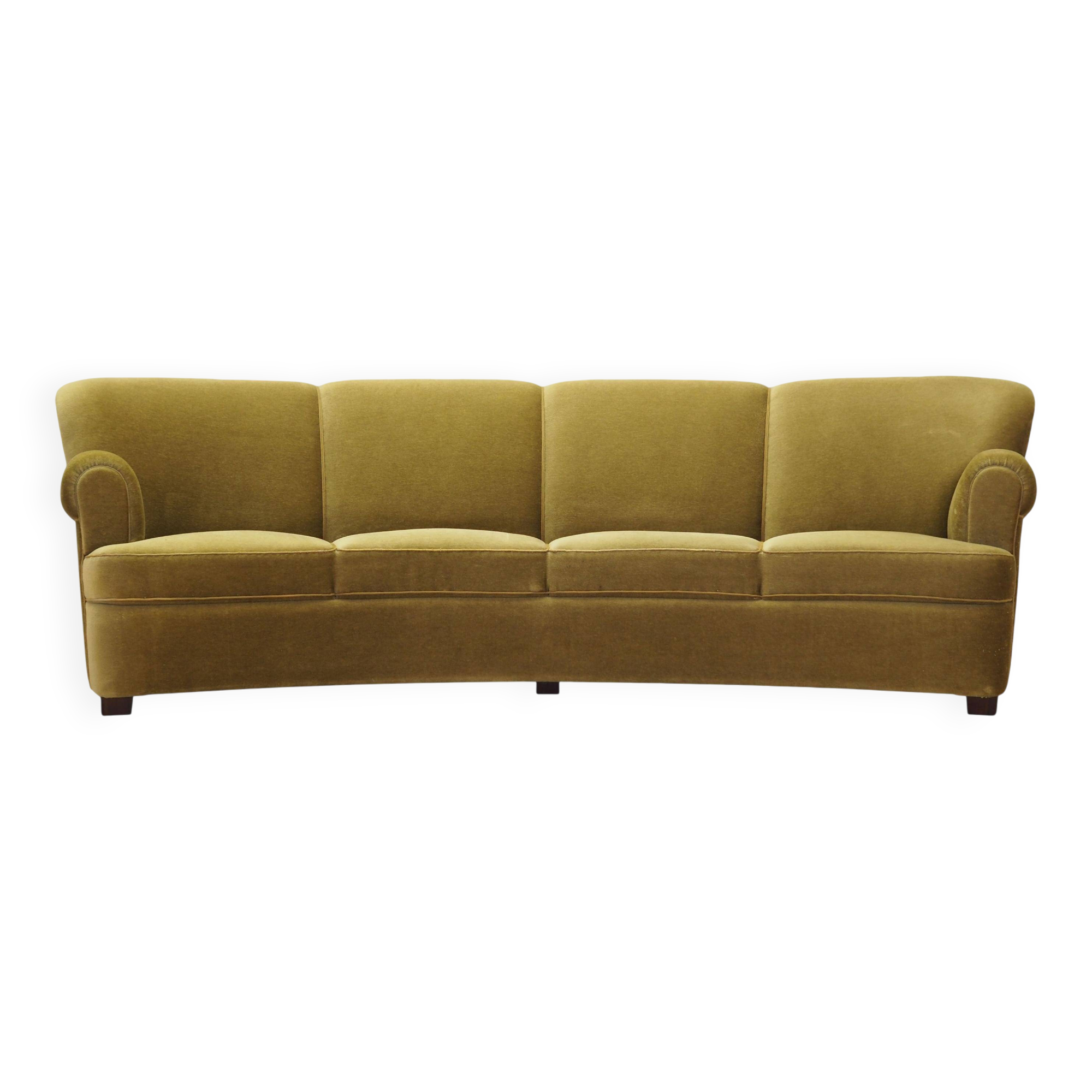 Green velour sofa, Danish design, 1960s, production: Denmark