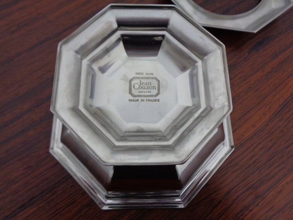 French stainless steel caviar bowl by Jean Couzon, 1970s