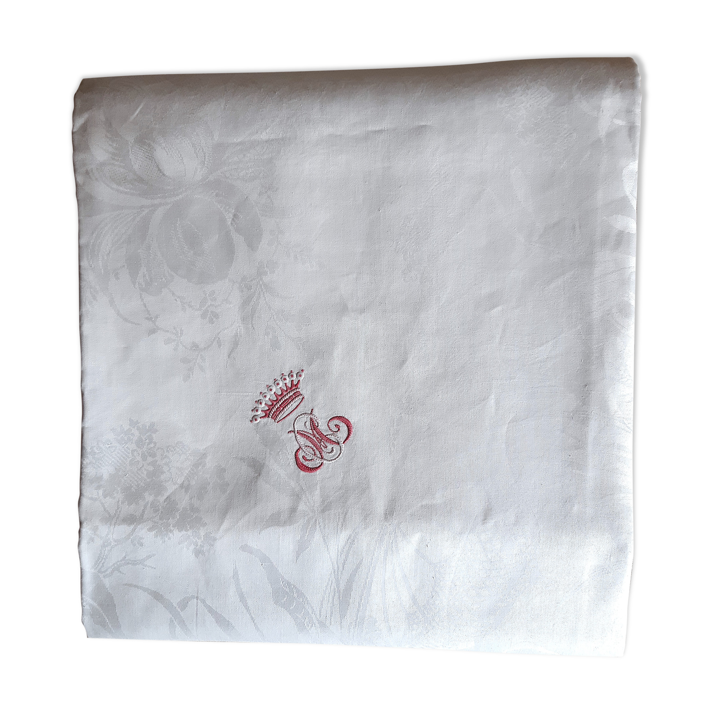 Damask tablecloth 4m10 x 2m15 with county crown