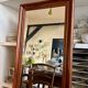 Rectangular mirror in dark wood 139 x 51 cm