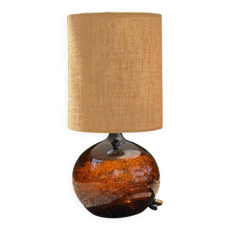Large blown glass and jute table lamp, 1970