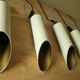 Set of 5 large cylindrical white and gold cinema pendants 1970s