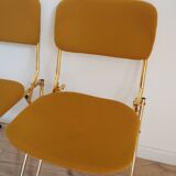 2 Vintage Eyrel folding chairs in mustard yellow and gold – Chic retro design