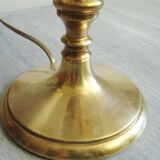 Lampe ancienne en laiton avec son abat-jour en tissu années 1900 fait main en France