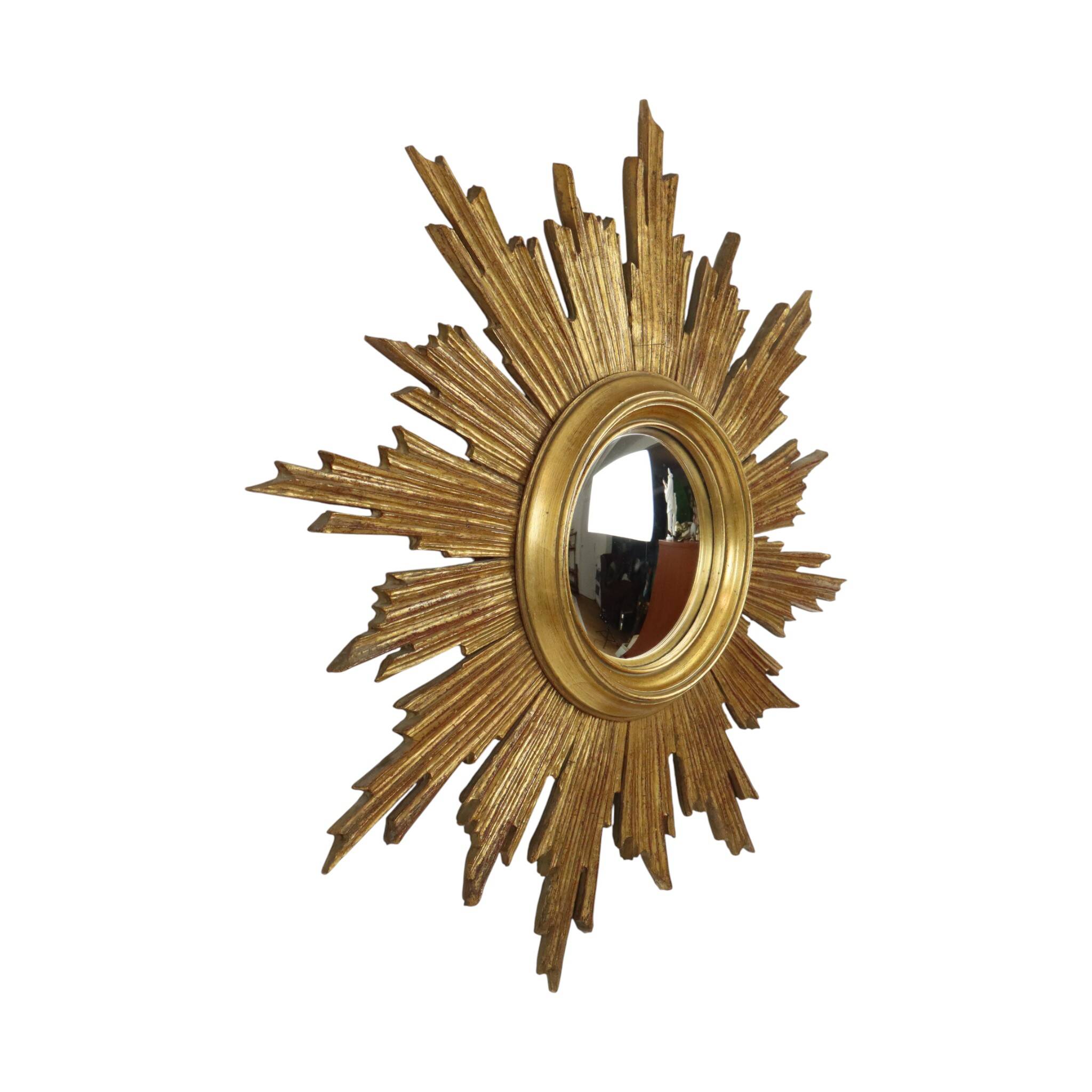 Large Deknudt Sunburst Gold Leaf Sun Mirror Sixties