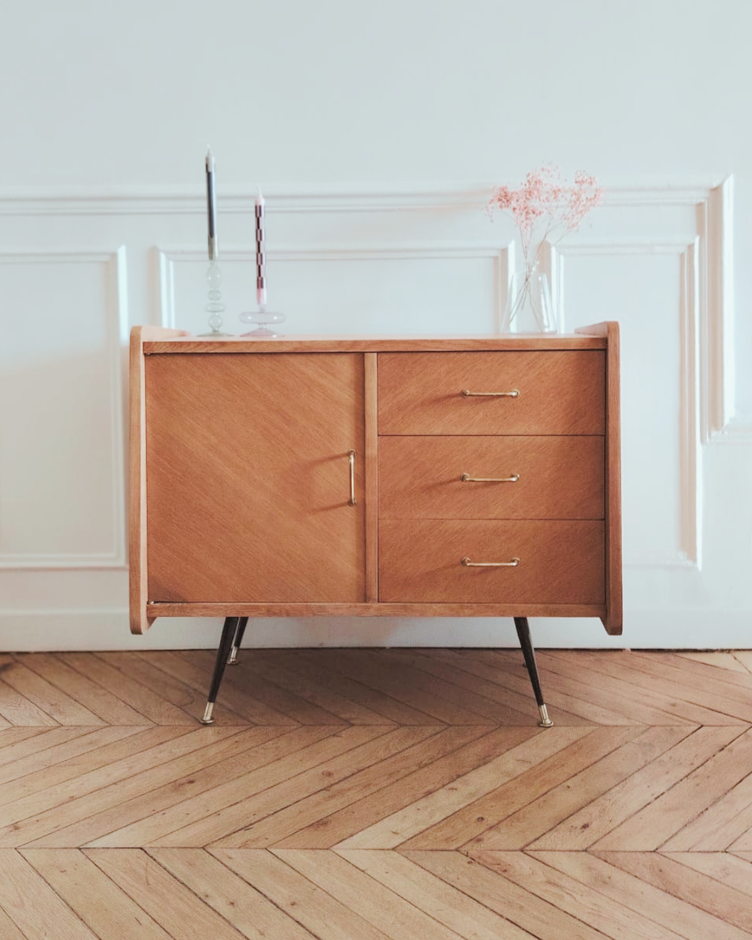 Low buffet/renovated vintage sideboard, Scandinavian style, 1950s-60s