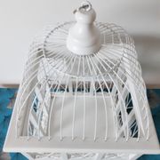 Vintage white cage for wood and metal decoration