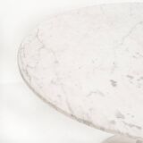 Vintage table with tulip base in white marble and Grosfillex base. France, 1960s