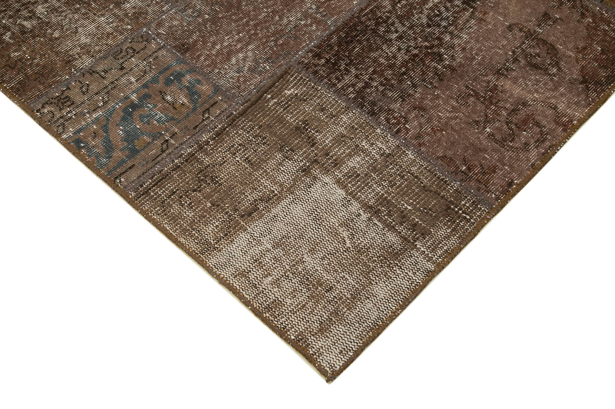 Hand-knotted oriental vintage 171 cm x 241 cm brown patchwork carpet