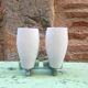 Appliques en verre blanc et chrome