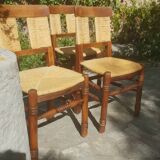 Série de 4 chaises Paillées 1970