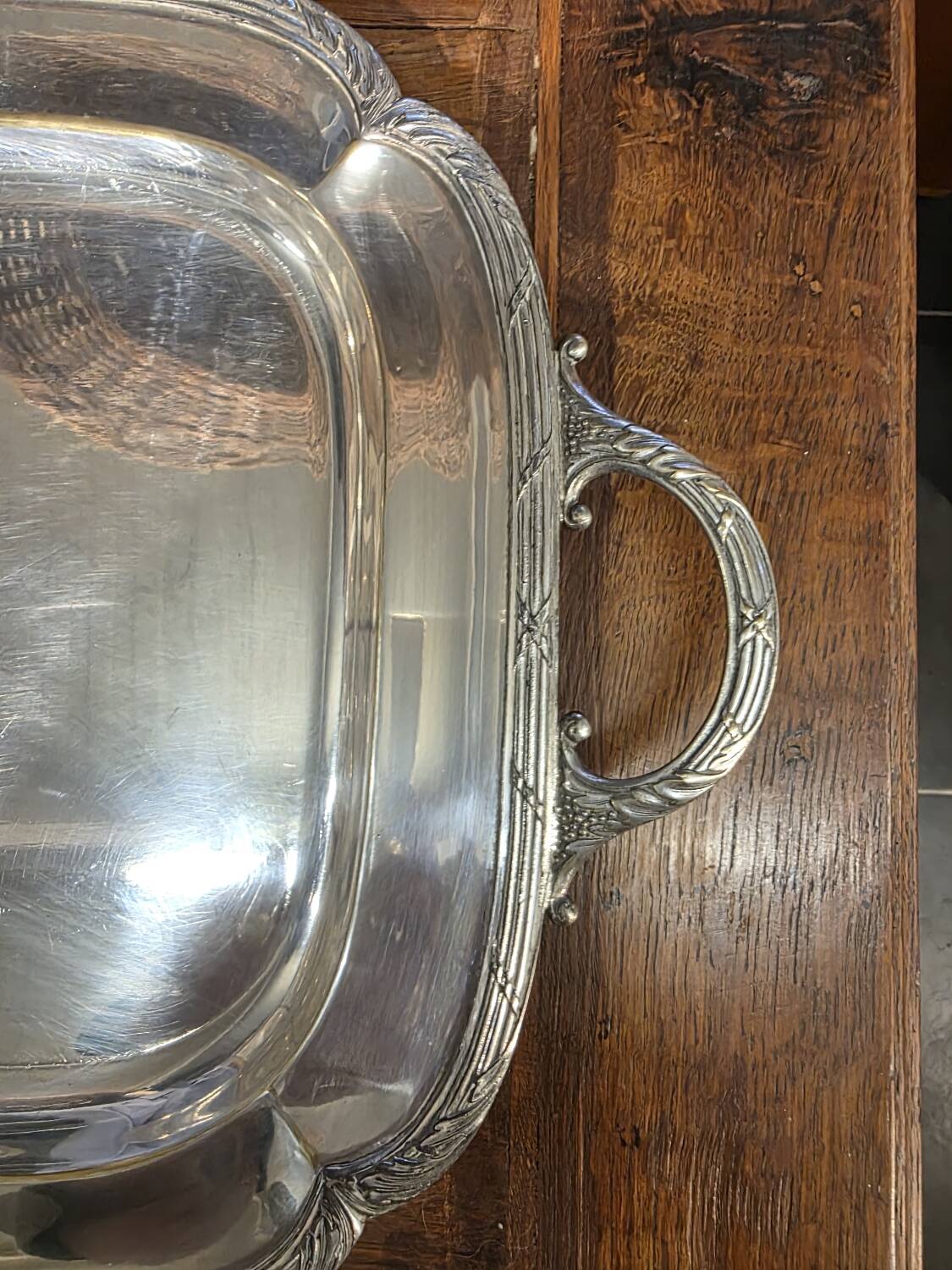 Silver-plated metal tray from the mid-20th century