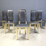 Vintage French brass dining chairs, set of 6 - 1970s