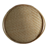 Round serving tray made of vintage bamboo and wicker
