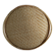 Round serving tray made of vintage bamboo and wicker