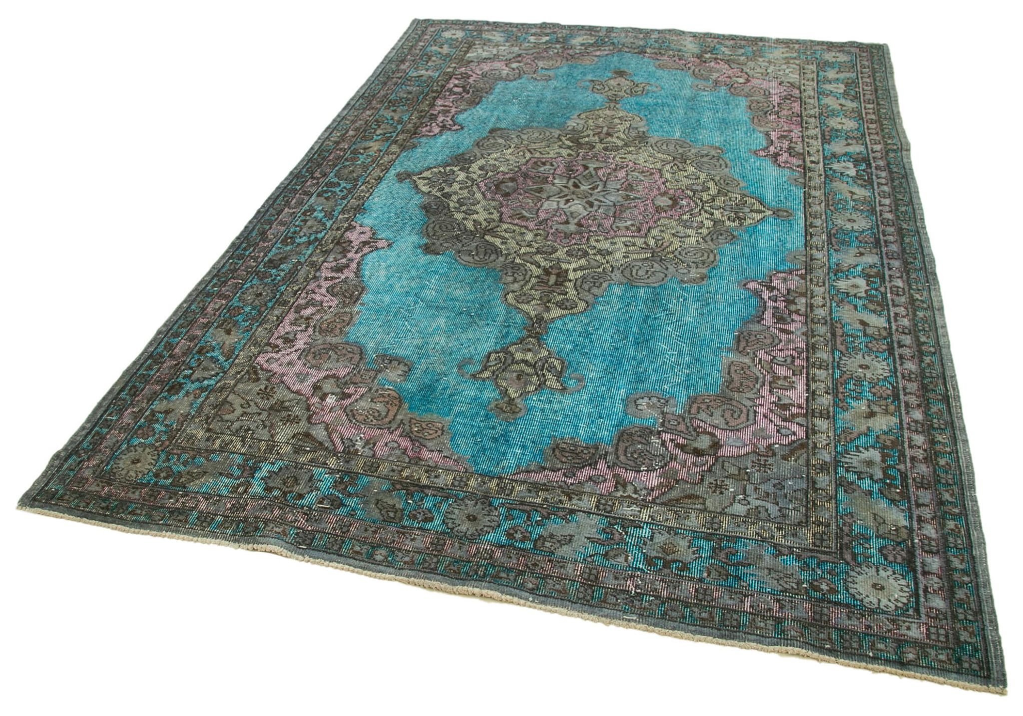 Handmade carved anatolian 1980s 180 cm x 271 cm grey rug