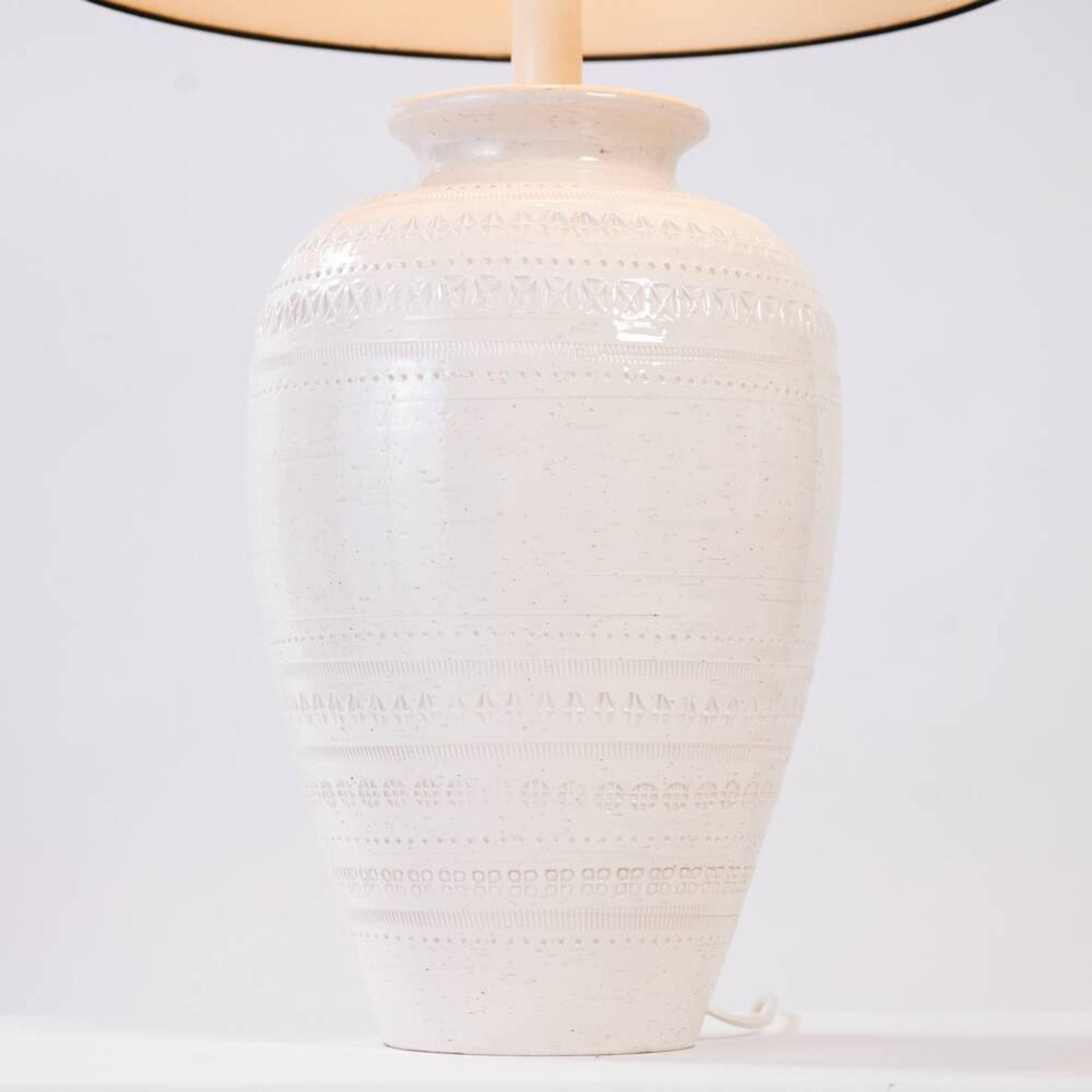 Lampe de table en céramique italienne Bitossi noir blanc grande