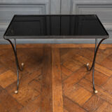 Side table end of sofa 1960 smoked glass gilded base