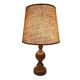 Vintage, large wooden base lamp with shade from around 1970.