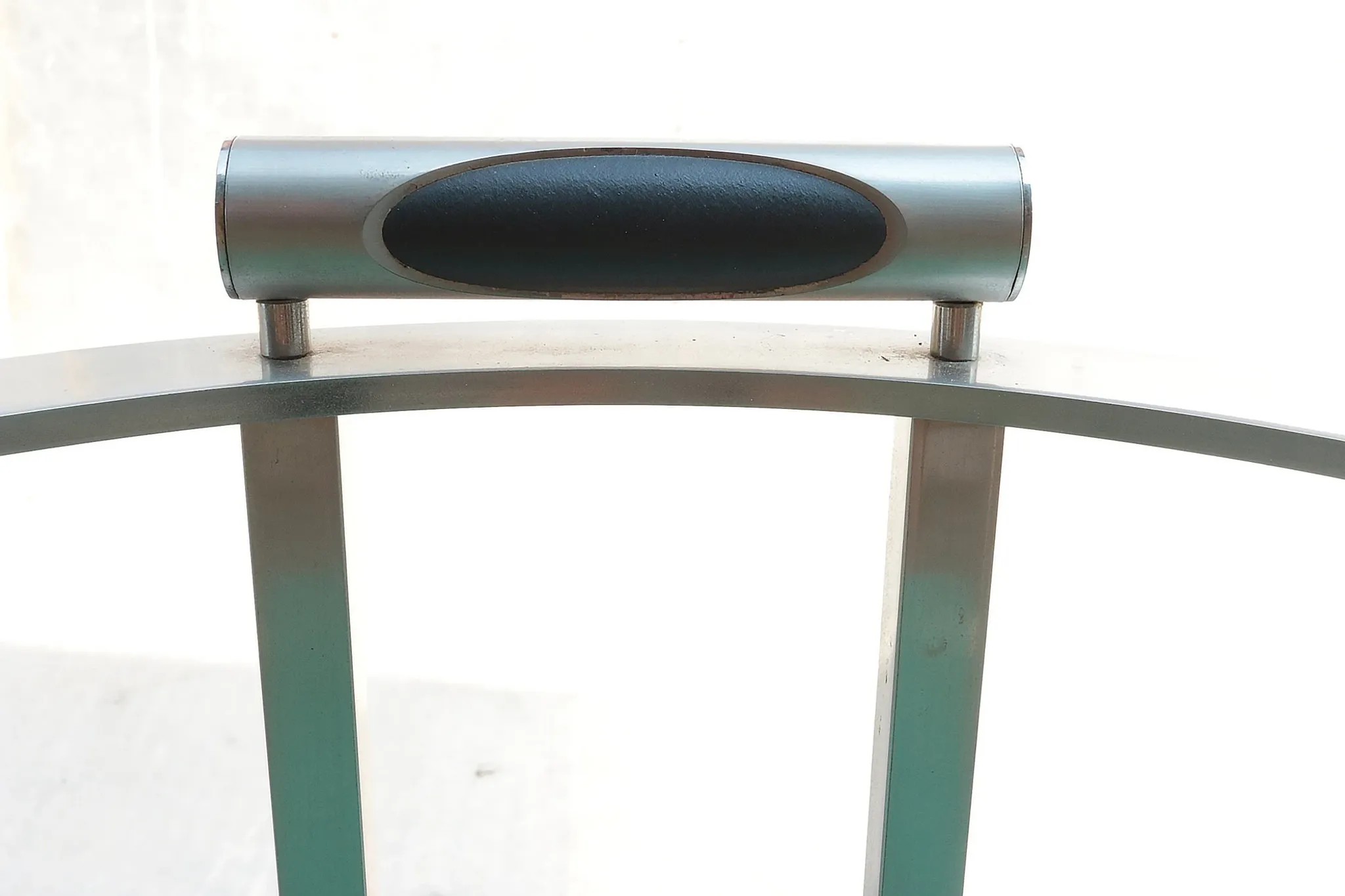 Pair of Memphis style Belgo Chrom chairs, steel and green velvet, 1980s