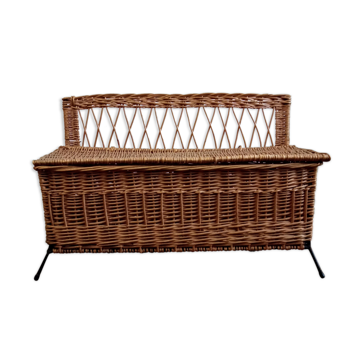 Vintage rattan and metal box