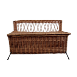 Vintage rattan and metal box
