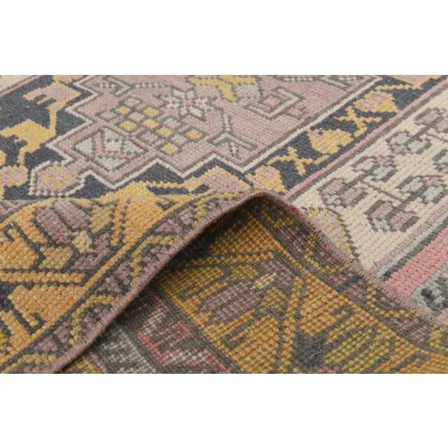 1970s Vintage Turkish Hand-Knotted Wool Cotton Pink Area Rug 124x226