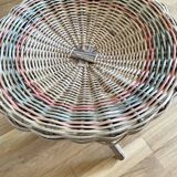 Tabouret en osier pieds croisés