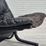 1970’s, Norwegian design, "Siesta" lounge chair by Ingmar Relling, black leather, bentwood.
