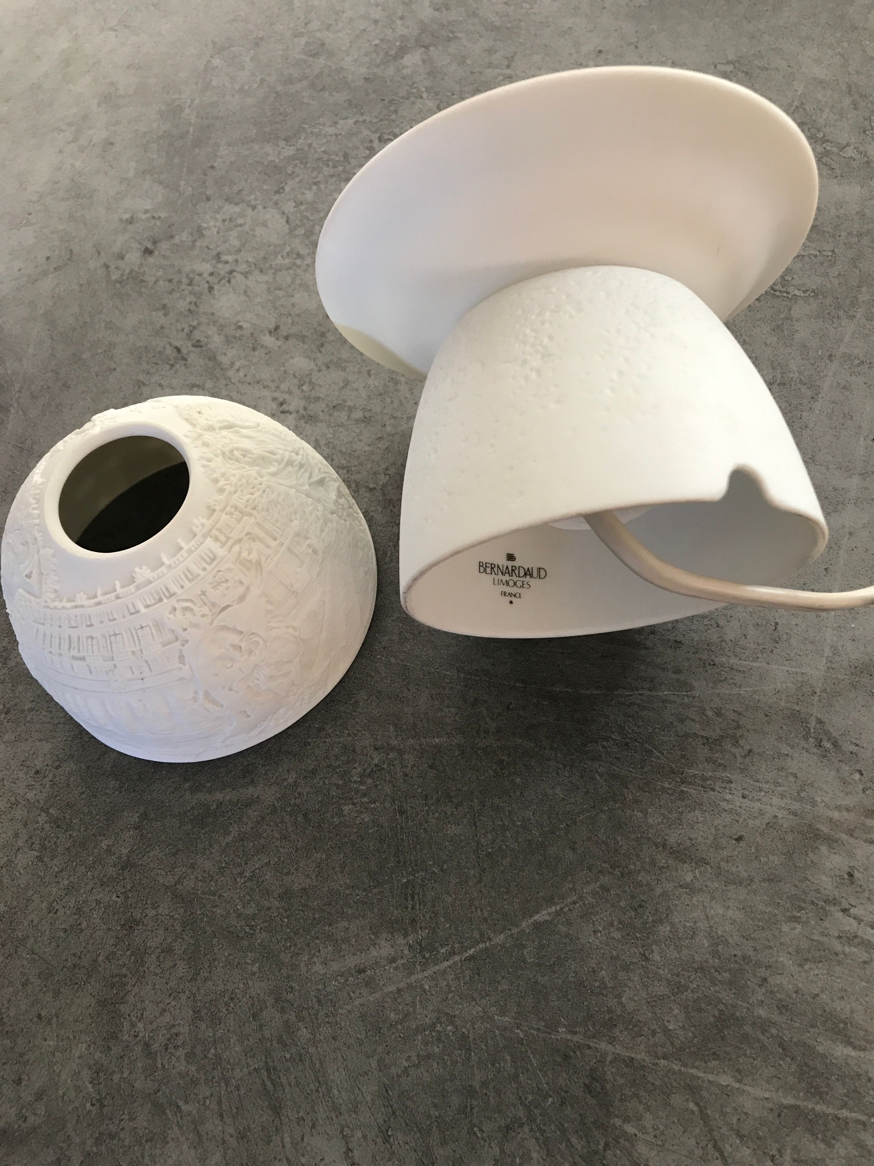 LAMP Night light Lithophanie BERNARDAUD Limoges in BISCUIT decoration VERSAILLE signed