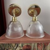 Pair of holophane type wall lights