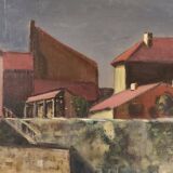 French vintage oil painting on canvas, signed A. Lahour, 1964