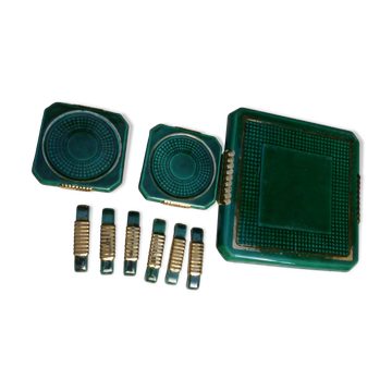 Ensemble repose-plat, dessous de bouteilles et porte-couteaux Art Déco
