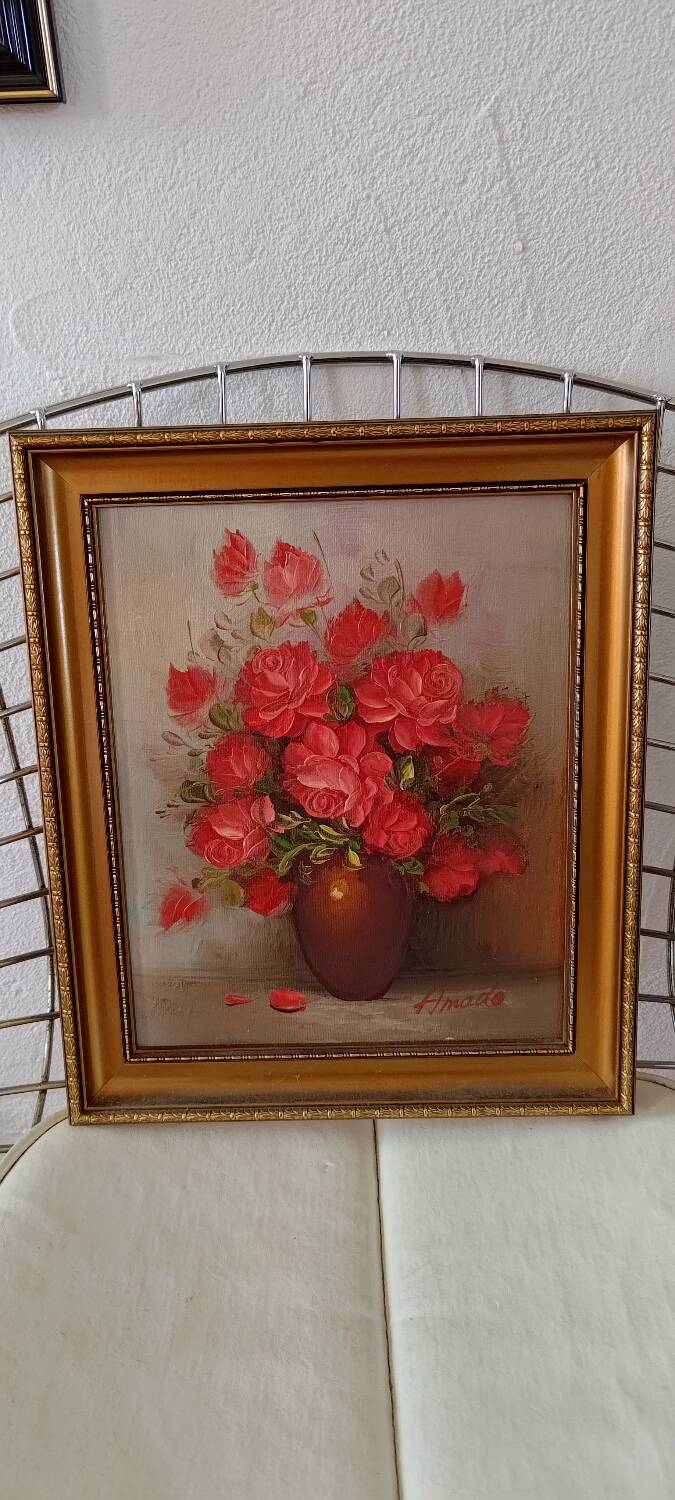 Tableau bouquet de roses rouges