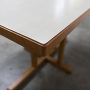 Rare set de 6 tables Baumann 1990, 80x120 et demi lune 120cm