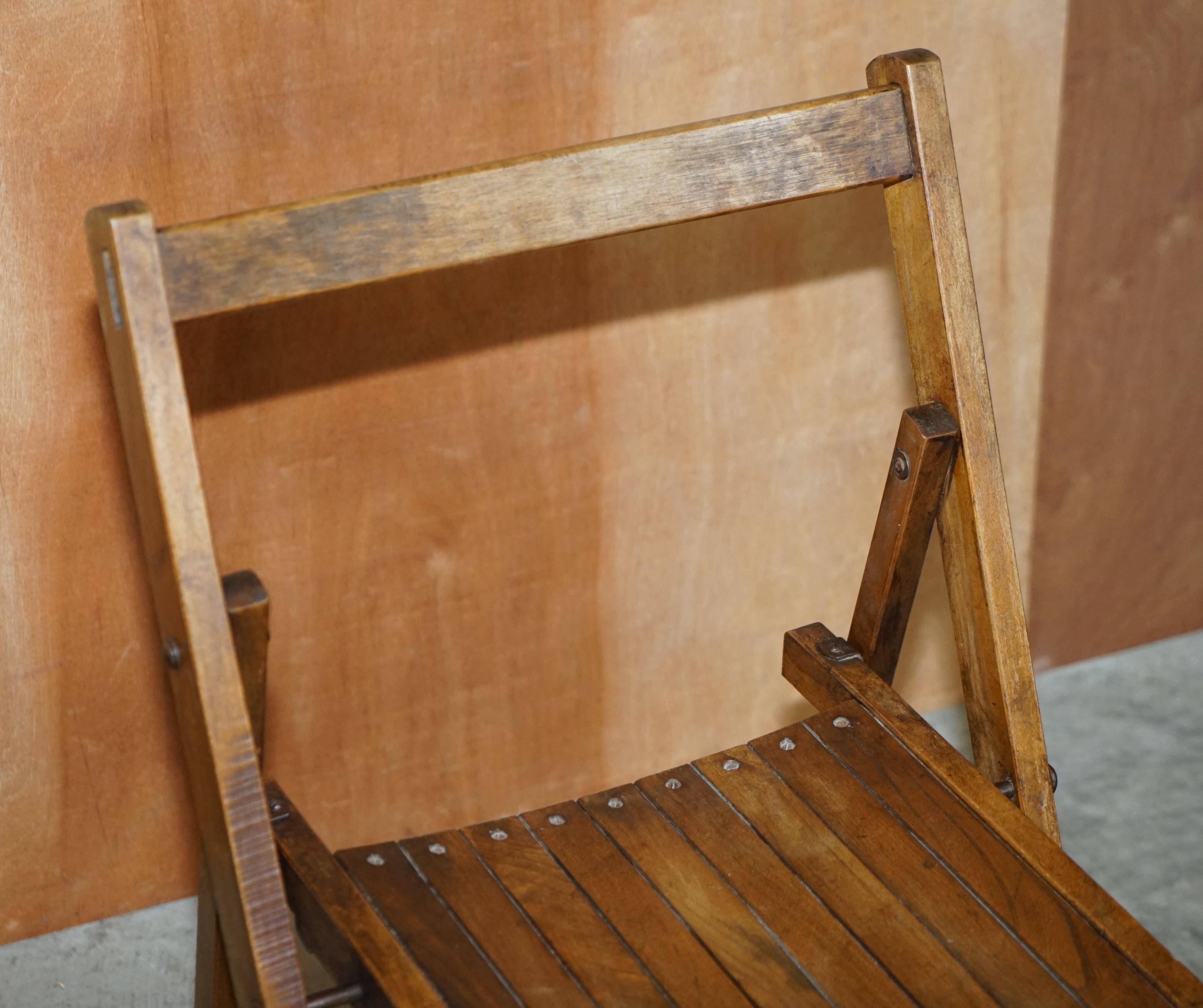 Suite de six chaises pliantes steamer en chêne anglais circa 1900-1920