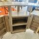 Vintage folding bar counter on wheels, wood.