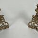 Pair of Chiselled Bronze and Wrought Iron Chenets in Louis XV Style