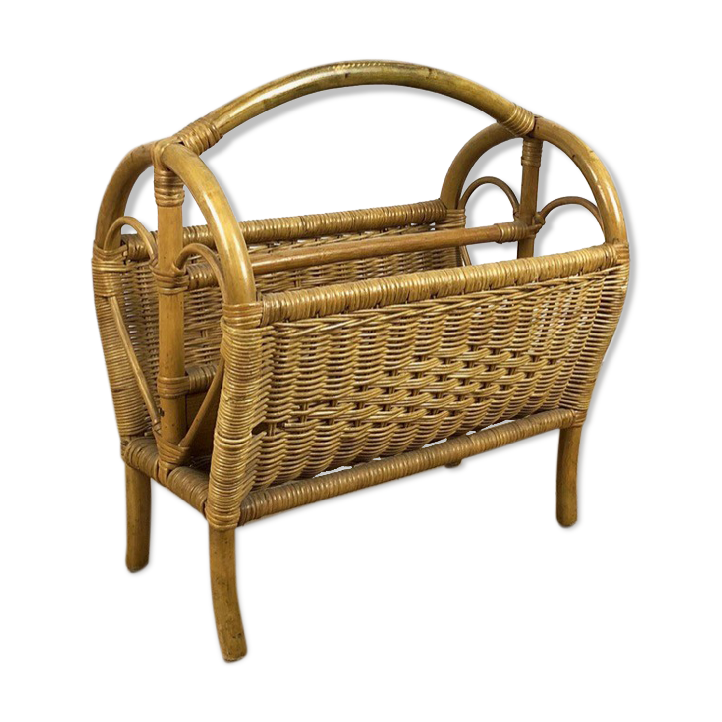 Bamboo and woven rattan magazine holders