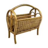 Bamboo and woven rattan magazine holders