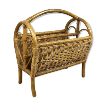 Bamboo and woven rattan magazine holders