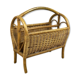 Bamboo and woven rattan magazine holders