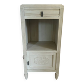White patinated bedside table with a marble top