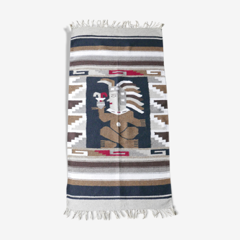 Tapis folk en laine Amérique du Sud années 70 150 X 75 cm