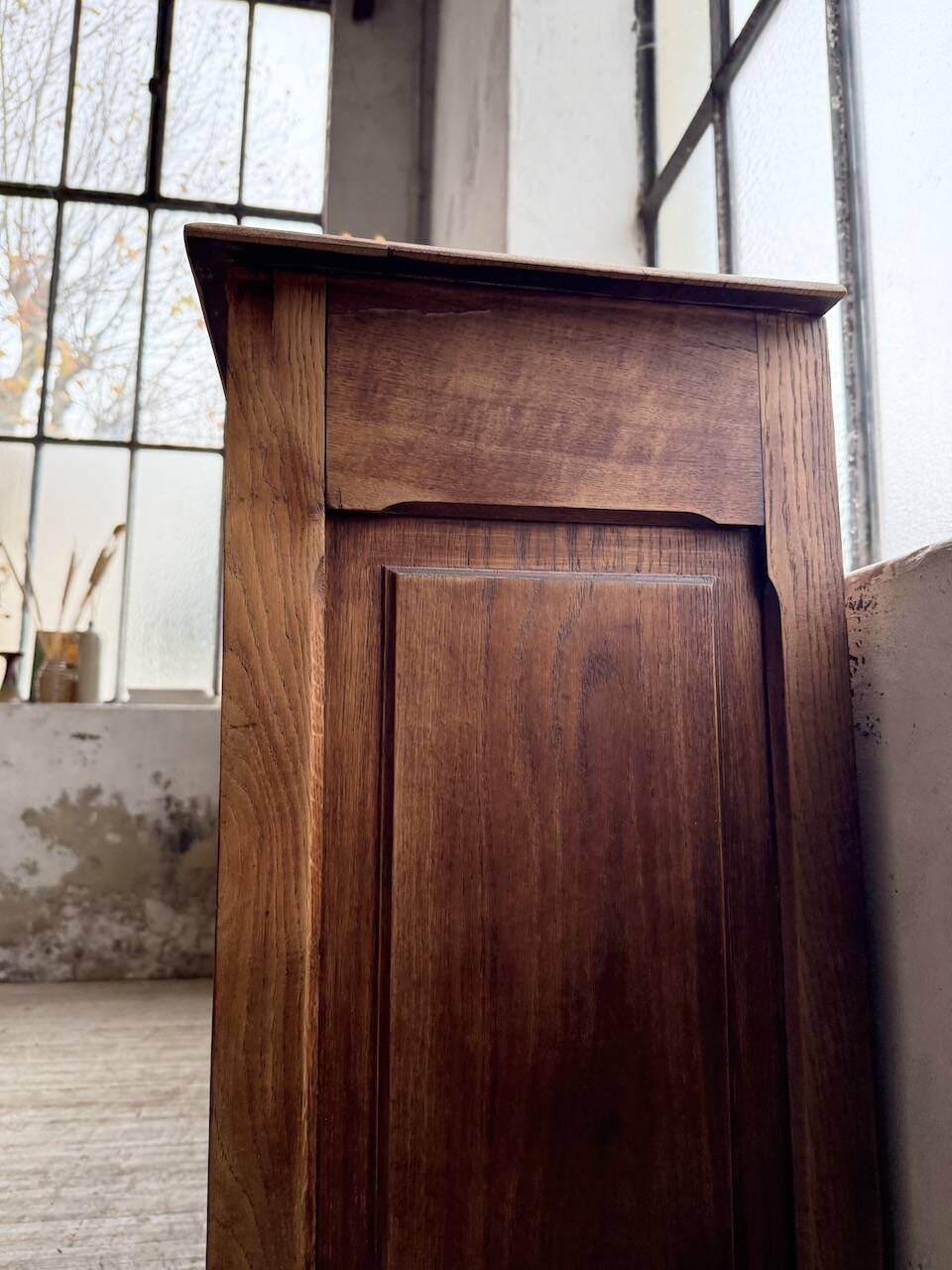 XL oak workshop sideboard with sliding doors from 1900