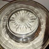 Pair of cutting trays cut glass solid silver